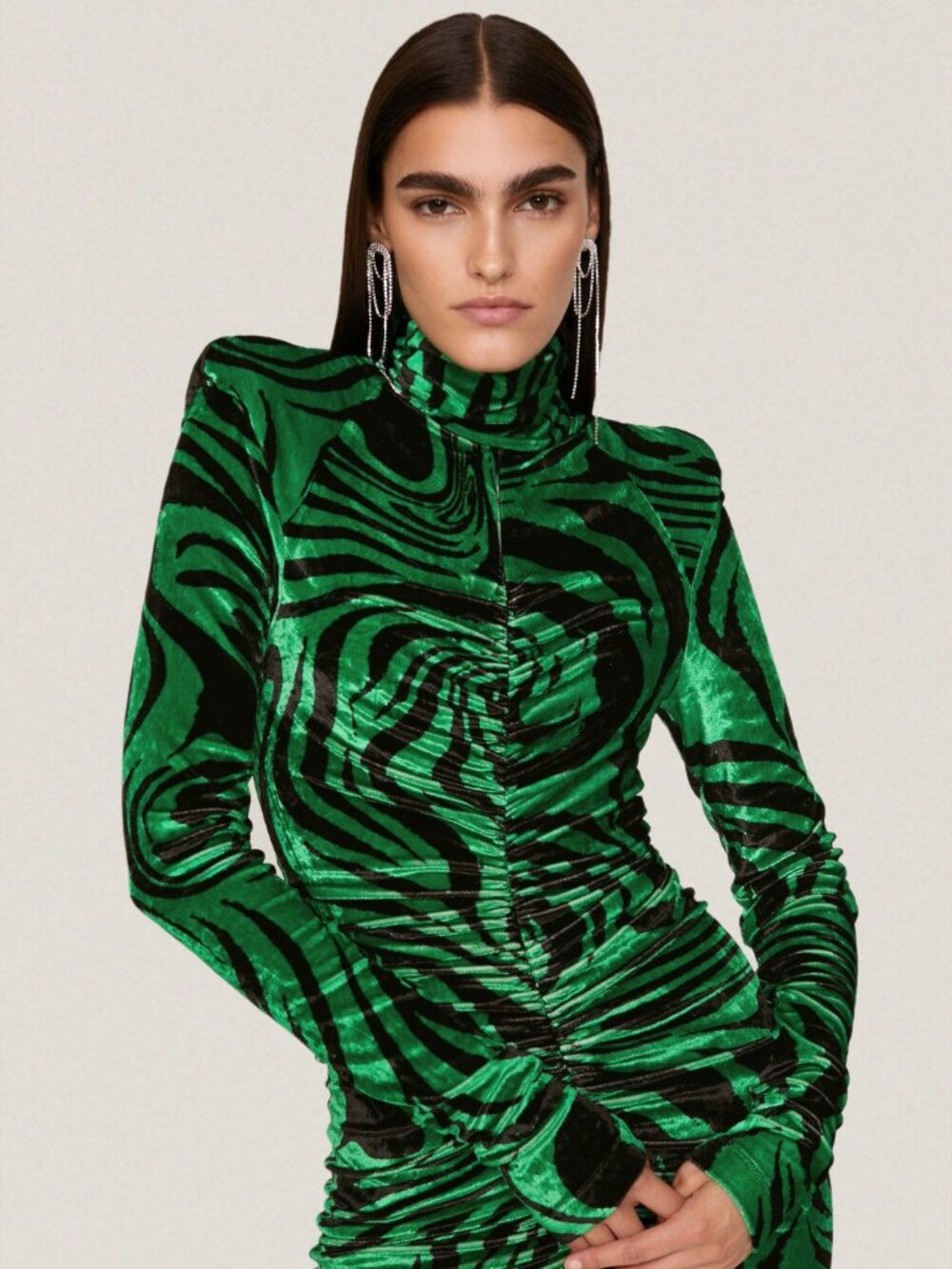 Green Velvet Midi Dress